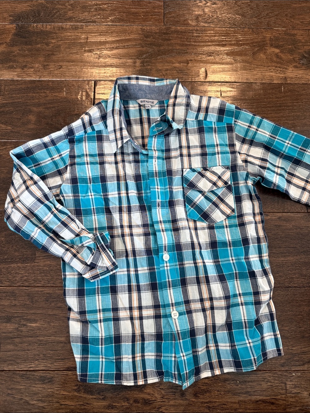 Blue Plaid Button-Down Shirt for Kids